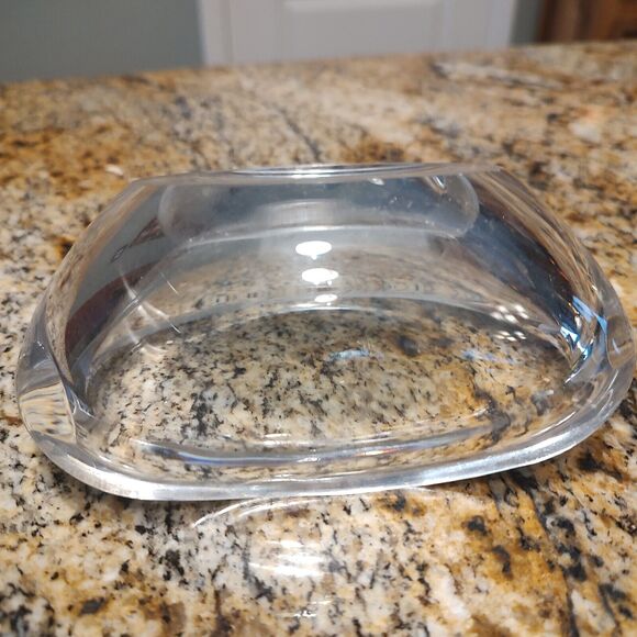 VTG Signed Val St. Lambert France Wave Crystal Clear Ashtray Trinket Dish - Picture 9 of 15